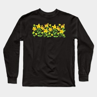 St. John's Wort Flowers - Yellow Floral Artwork Long Sleeve T-Shirt